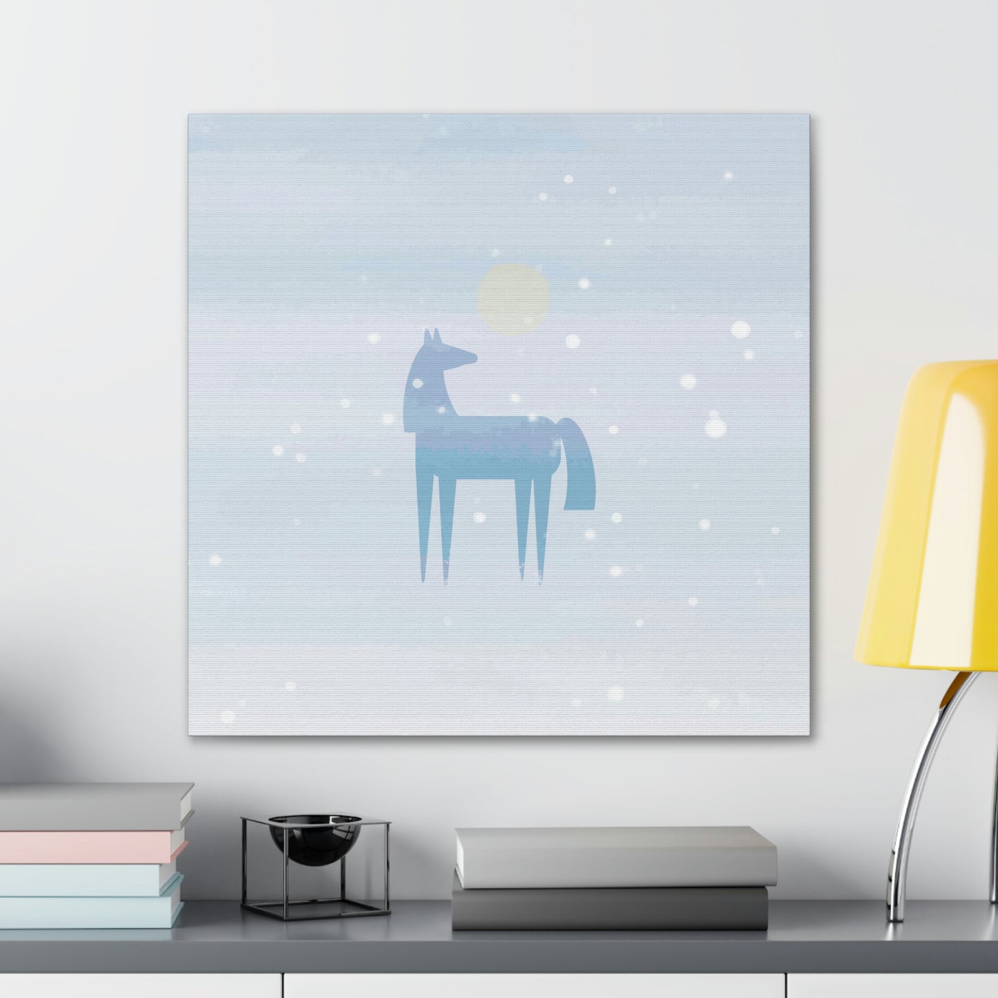 Horse Under the Snow Winter Landscape Art Aesthetic Classic Art Canvas Gallery Wraps