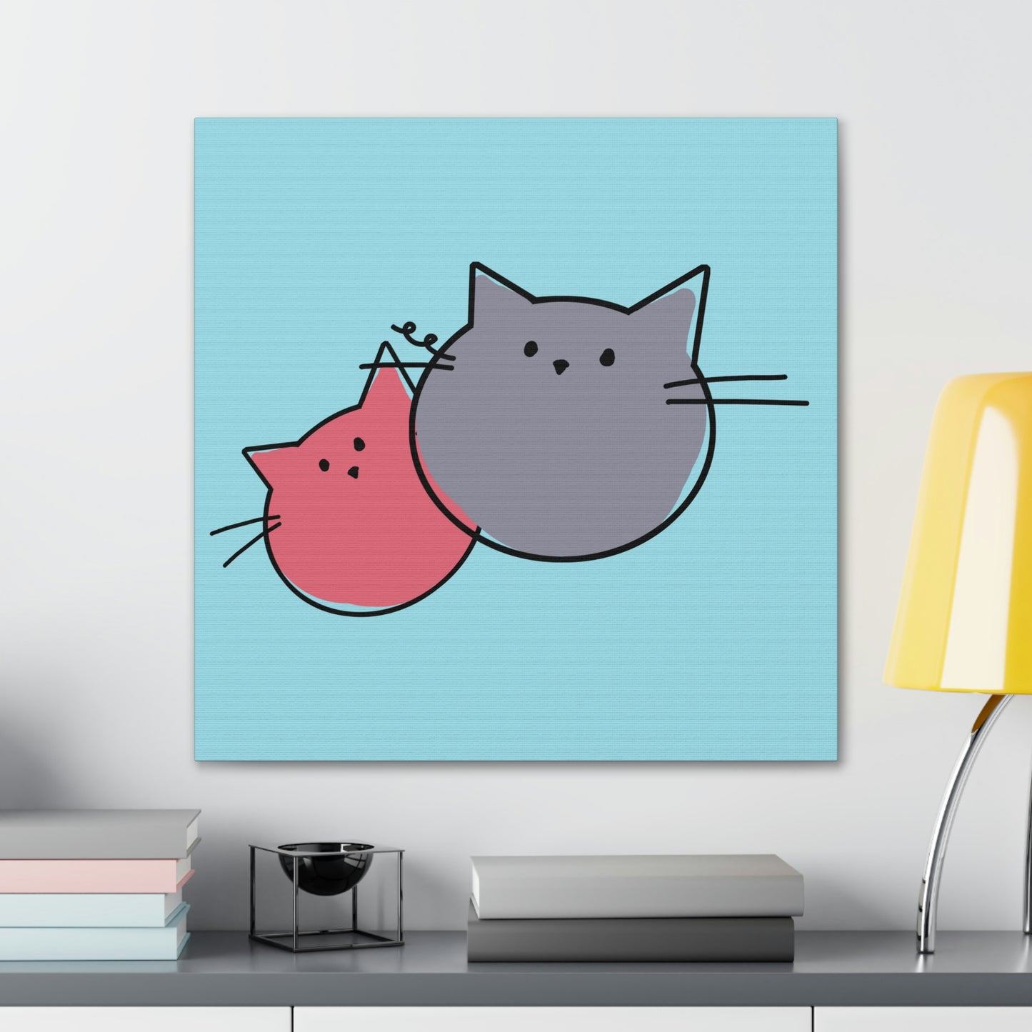 Funny Cartoon Cats Anime Meme Kawaii  Aesthetic Classic Art Canvas Gallery Wraps