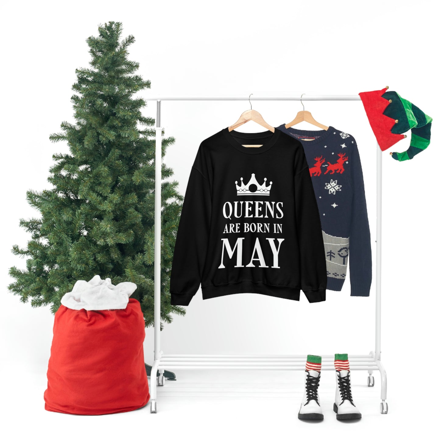 Queens Are Born in May Happy Birthday Unisex Heavy Blend™ Crewneck Sweatshirt