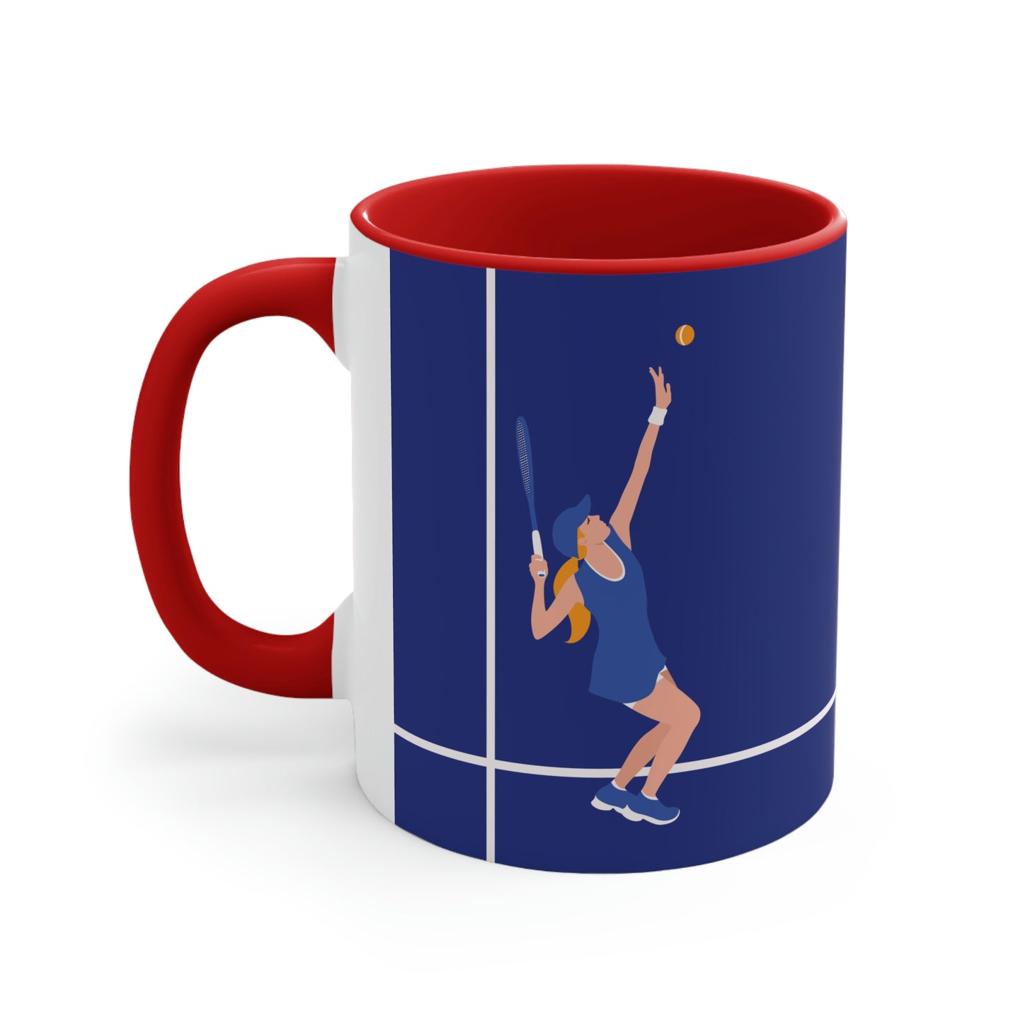 Tennis Player Blue Art Sports Team Accent Coffee Mug 11oz