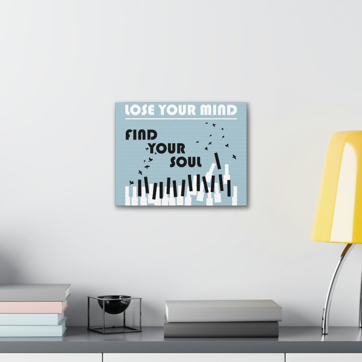 Lose Your Mind Find your Soul Flying birds Piano Keys Music Aesthetic Classic Art Canvas Gallery Wraps