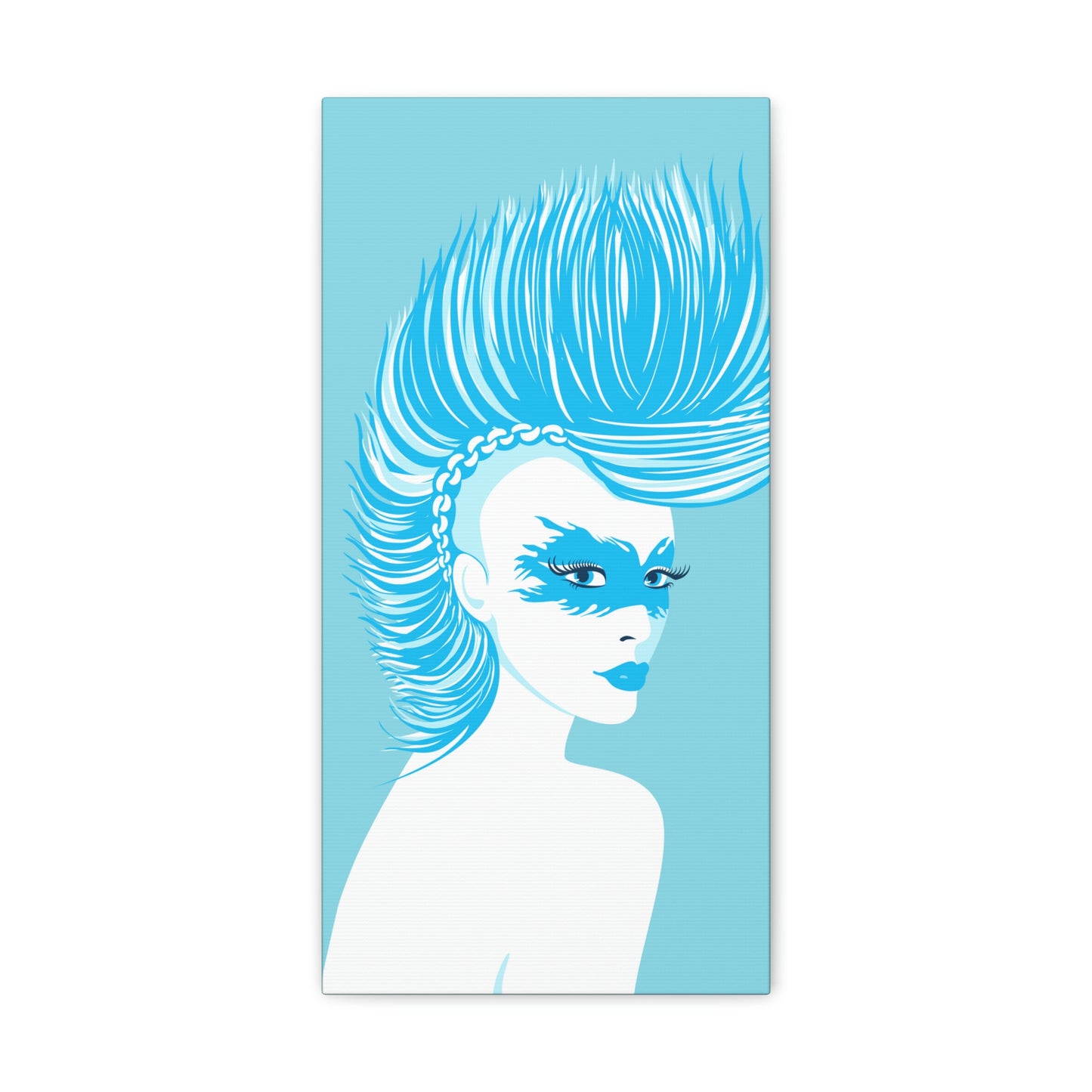 Blue Punk Woman Art Unique Edgy Graphic Aesthetic Classic Art Canvas Gallery Wraps