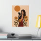 Woman with Black Cat Mininal Sunflowers Aesthetic Art Classic Premium Matte Vertical Posters