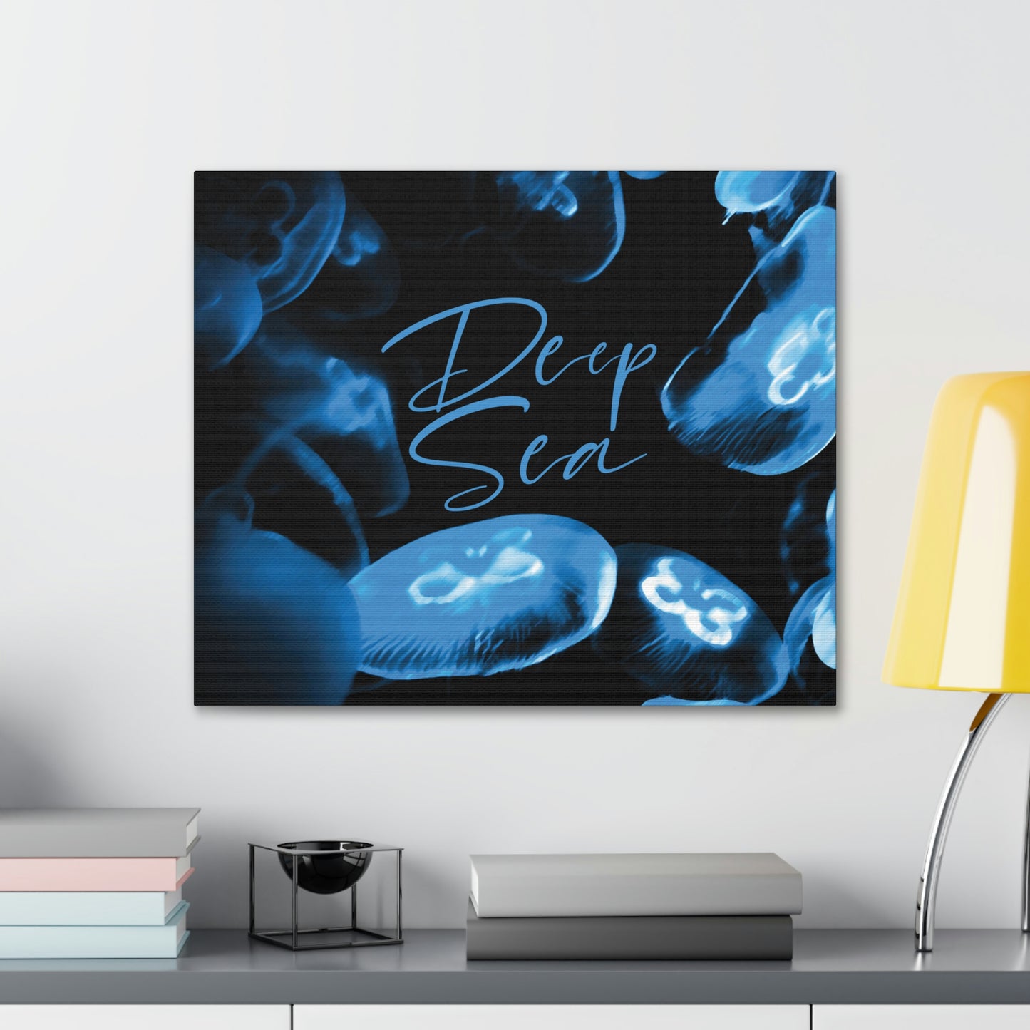 Deep Sea Jellyfish Silhouette Eco Friendly Life Sign Aesthetic Classic Art Canvas Gallery Wraps