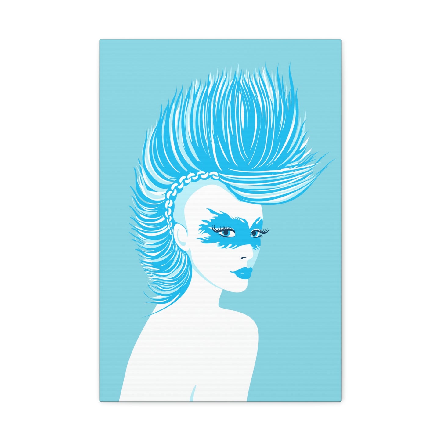 Blue Punk Woman Art Unique Edgy Graphic Aesthetic Classic Art Canvas Gallery Wraps