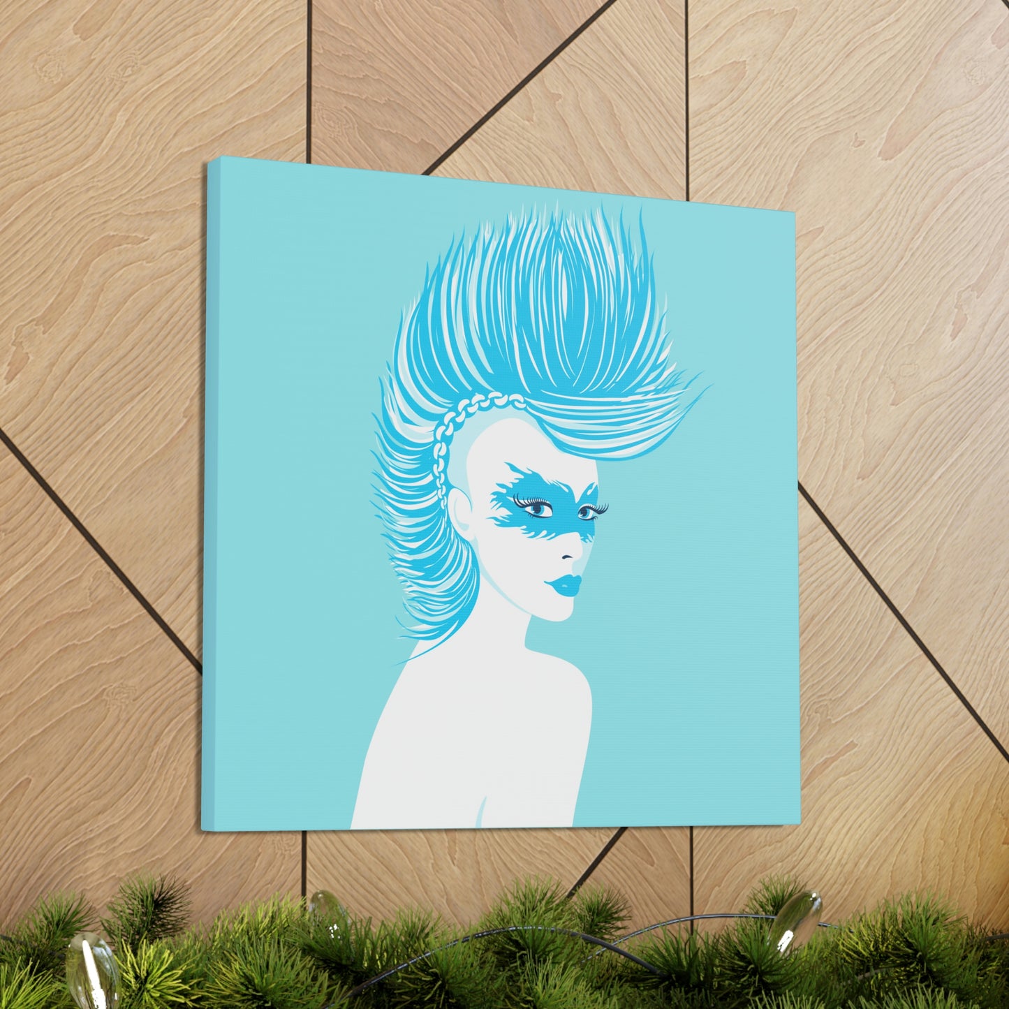 Blue Punk Woman Art Unique Edgy Graphic Aesthetic Classic Art Canvas Gallery Wraps