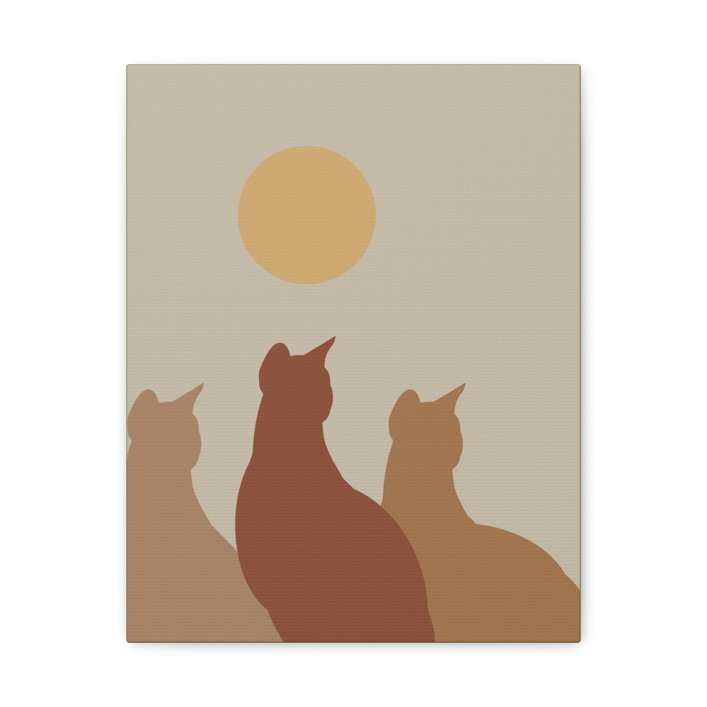 Abstract Boho Cats Relaxed Aesthetic Beige Minimalist Classic Art Canvas Gallery Wraps