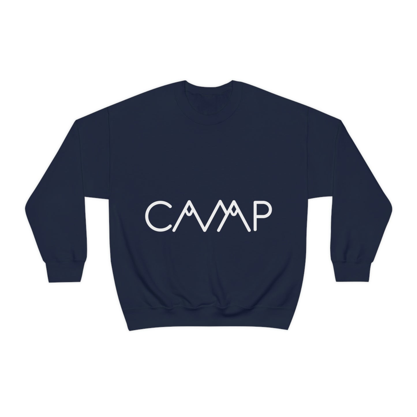 Camping Typography Minimal Art White Text Unisex Heavy Blend™ Crewneck Sweatshirt