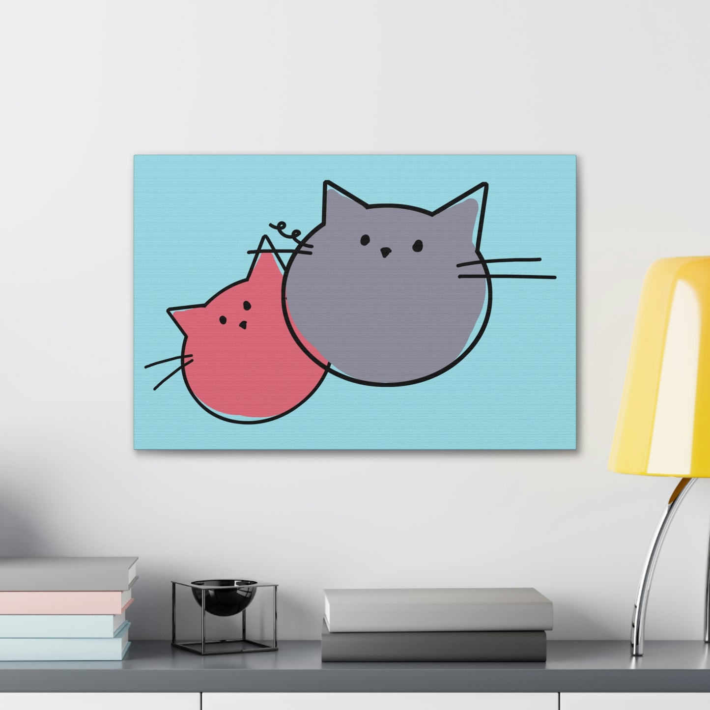 Funny Cartoon Cats Anime Meme Kawaii  Aesthetic Classic Art Canvas Gallery Wraps