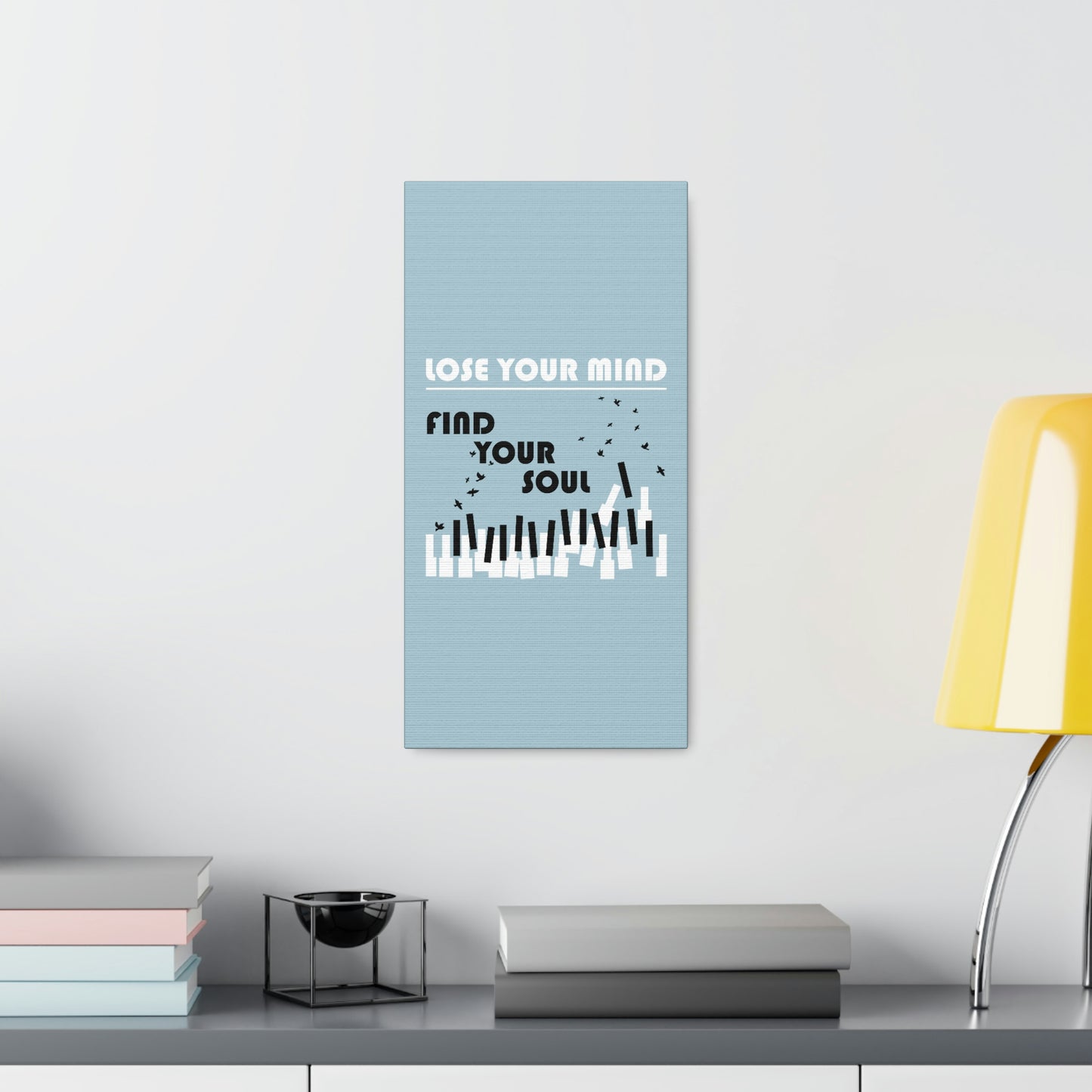 Lose Your Mind Find your Soul Flying birds Piano Keys Music Aesthetic Classic Art Canvas Gallery Wraps