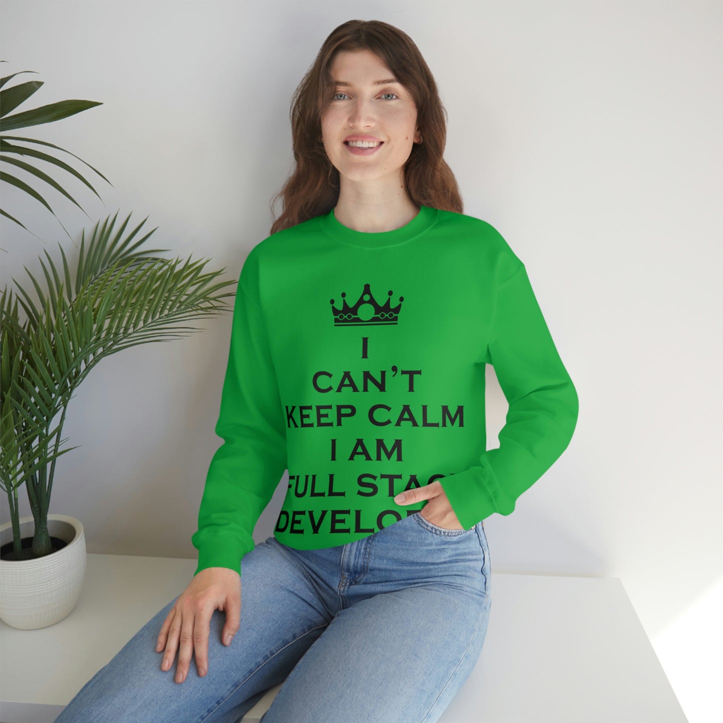 I Can`t Keep Calm I Am Full Stack Developer IT Funny Programming Unisex Heavy Blend™ Crewneck Sweatshirt