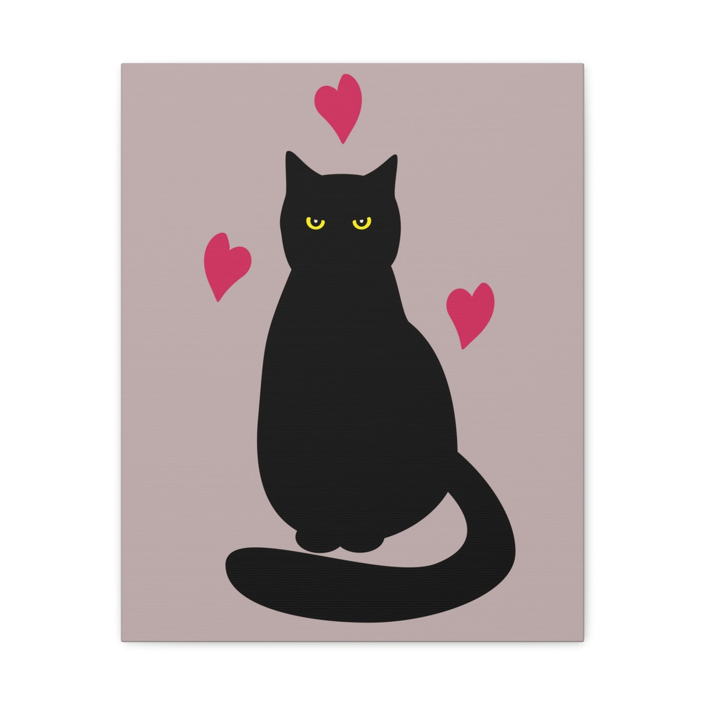 Black Cat with Heart Love Aesthetic Classic Art Canvas Gallery Wraps