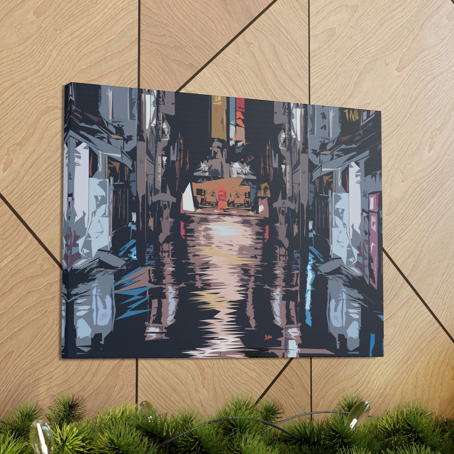 City Night Modern Abstract Classic Art Canvas Gallery Wraps