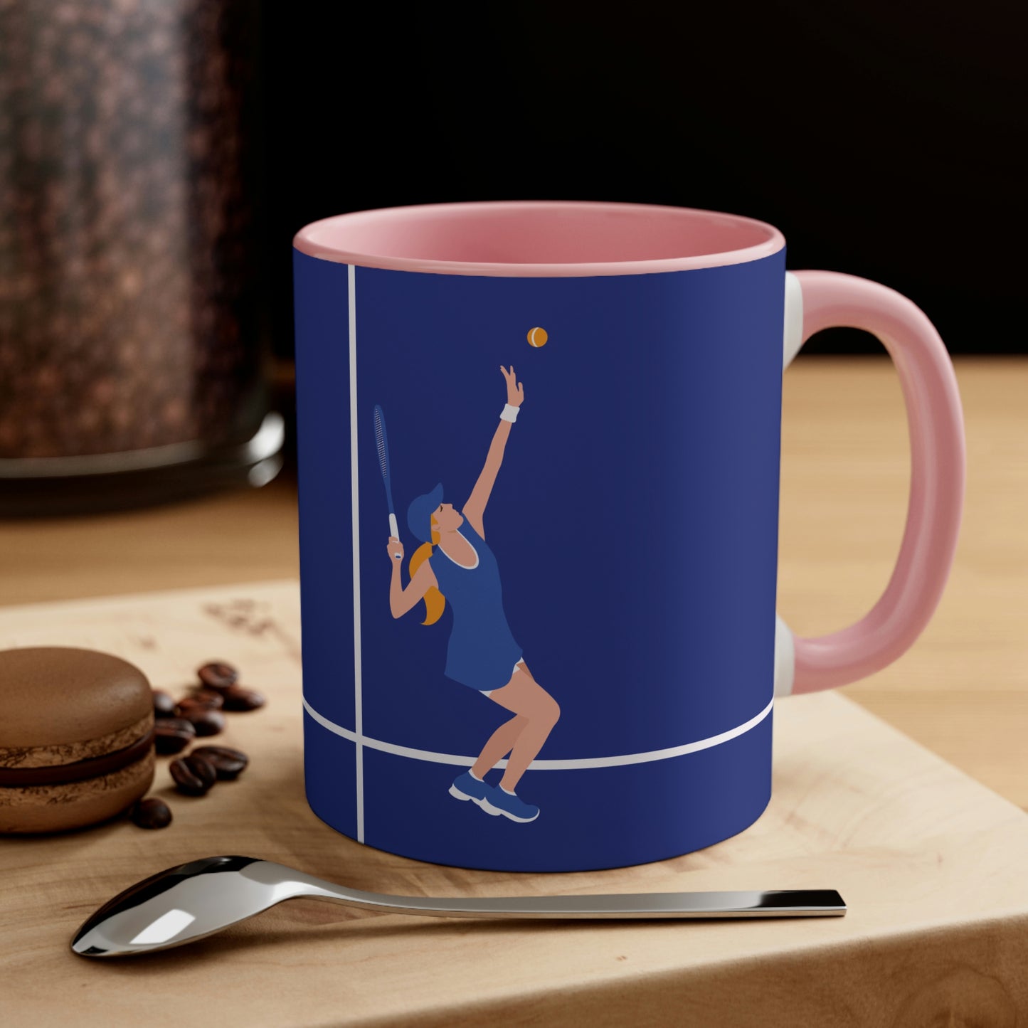 Tennis Player Blue Art Sports Team Accent Coffee Mug 11oz