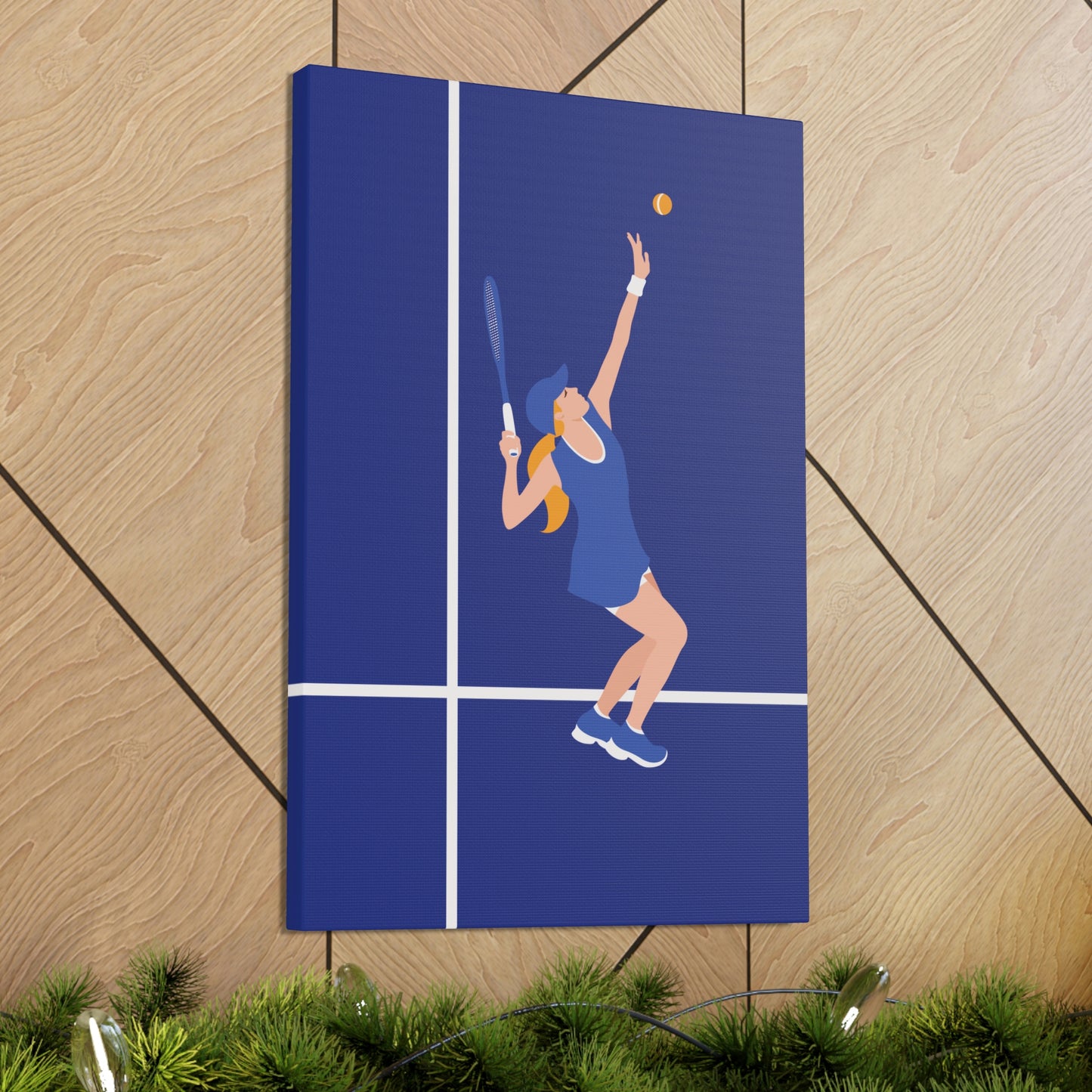 Tennis Player Blue Art Sports Team Classic Art Canvas Gallery Wraps