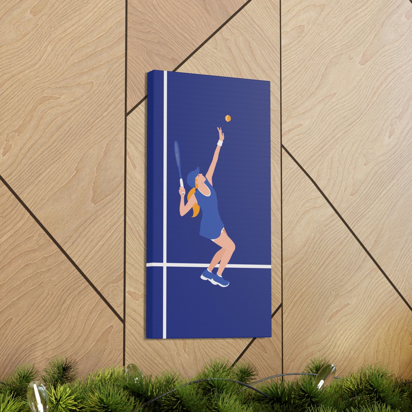 Tennis Player Blue Art Sports Team Classic Art Canvas Gallery Wraps