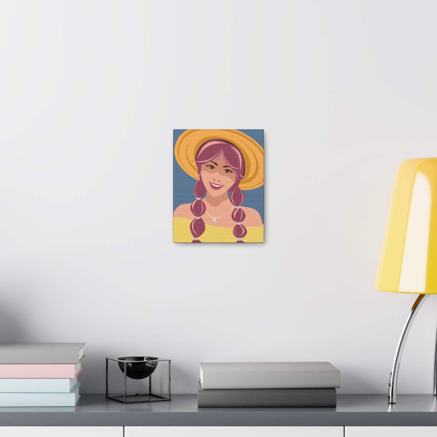 Happy Woman with Rose Hair Aesthetic Art Canvas Gallery Wraps