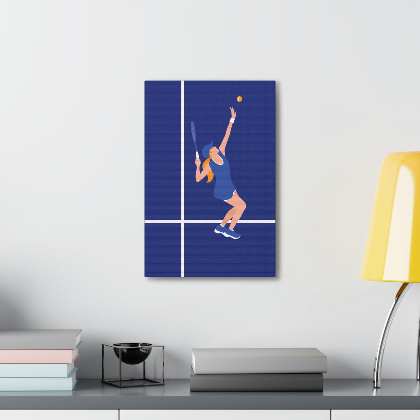 Tennis Player Blue Art Sports Team Classic Art Canvas Gallery Wraps