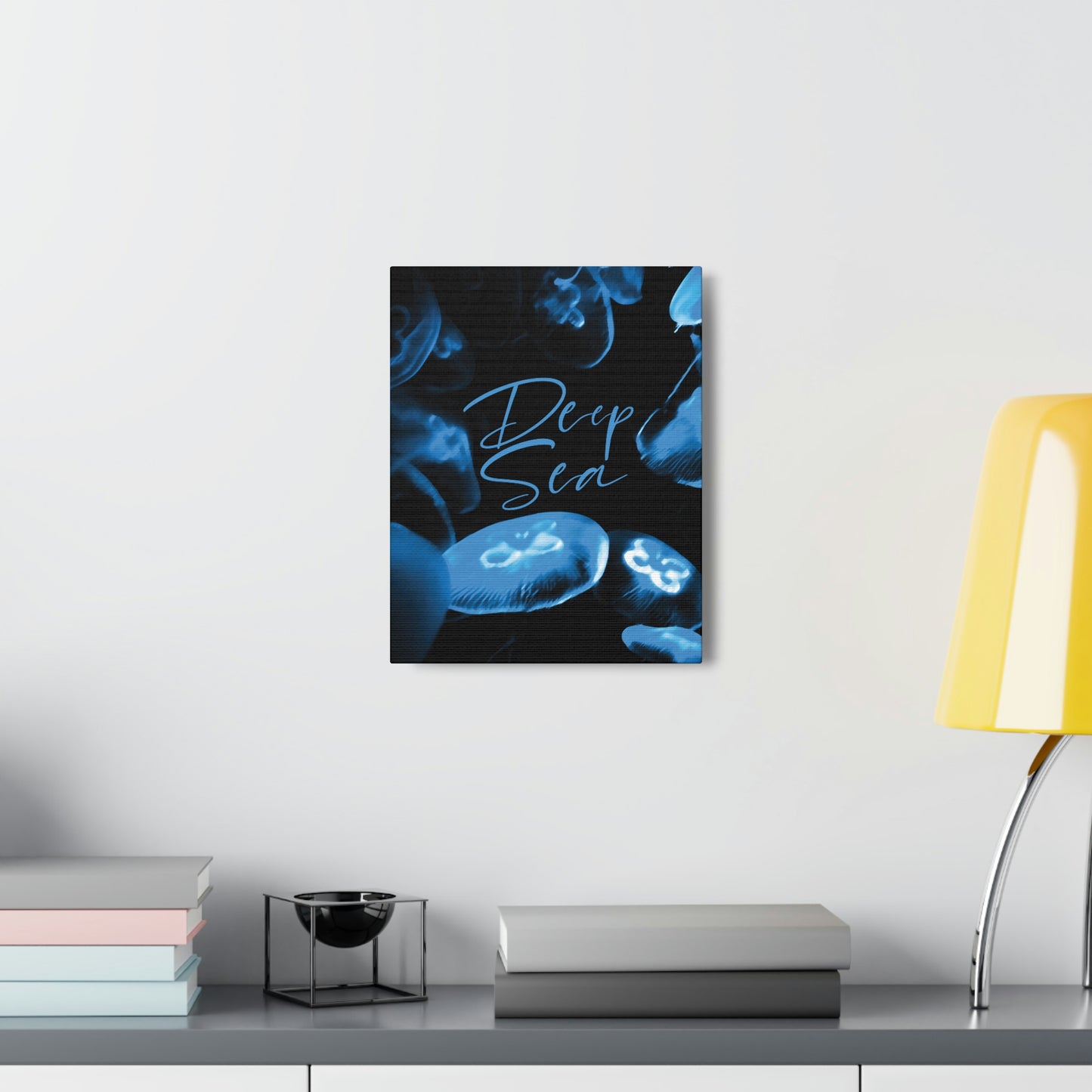 Deep Sea Jellyfish Silhouette Eco Friendly Life Sign Aesthetic Classic Art Canvas Gallery Wraps