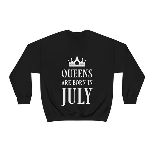Queens Are Born in July Happy Birthday Unisex Heavy Blend™ Crewneck Sweatshirt