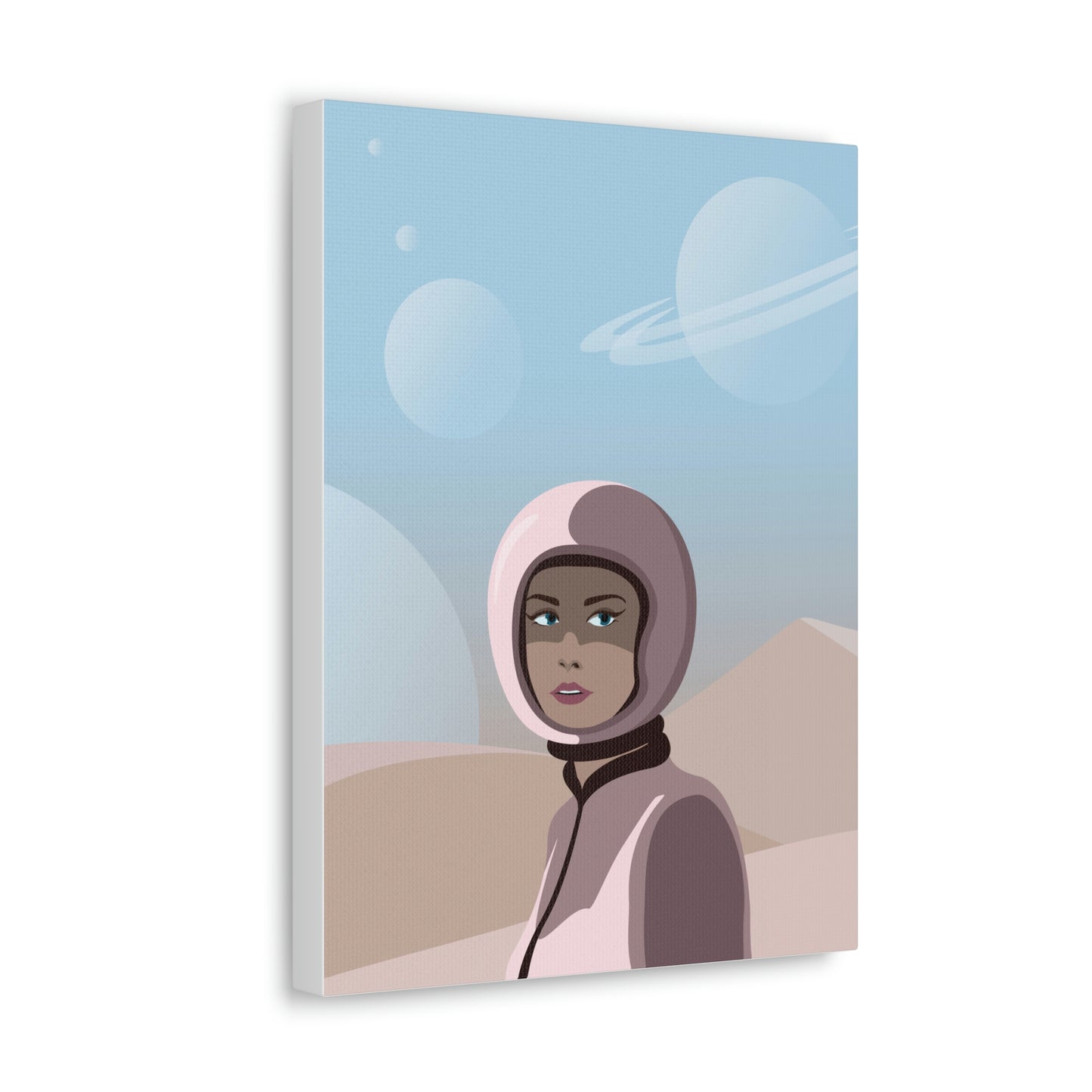 Astronaut Woman Aliens Minimal Aesthetic Classic Art Canvas Gallery Wraps