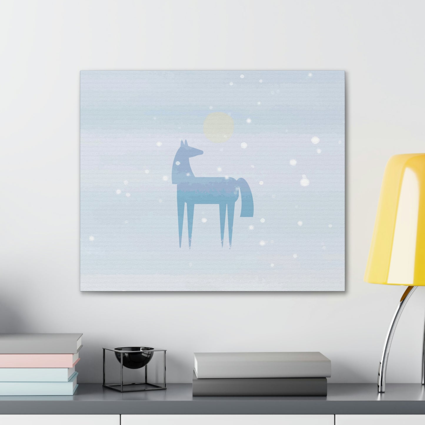 Horse Under the Snow Winter Landscape Art Aesthetic Classic Art Canvas Gallery Wraps