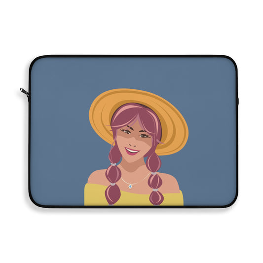 Happy Woman with Rose Hair Aesthetic Art Laptop Sleeve