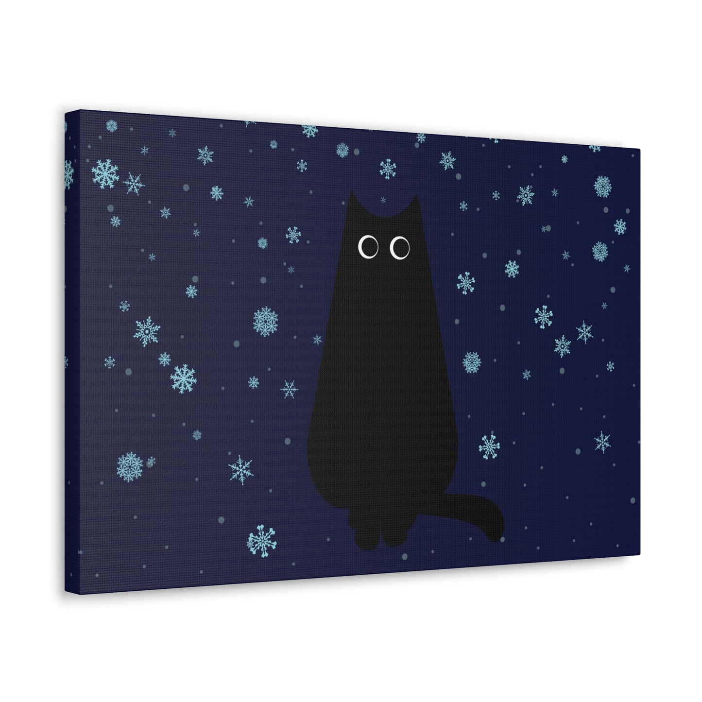 Black Cat Winter Snowflake Anime Art Classic Art Canvas Gallery Wraps