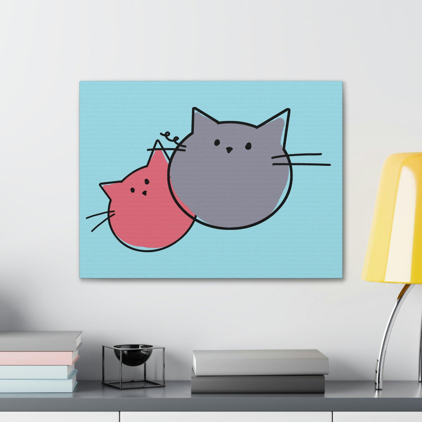 Funny Cartoon Cats Anime Meme Kawaii  Aesthetic Classic Art Canvas Gallery Wraps