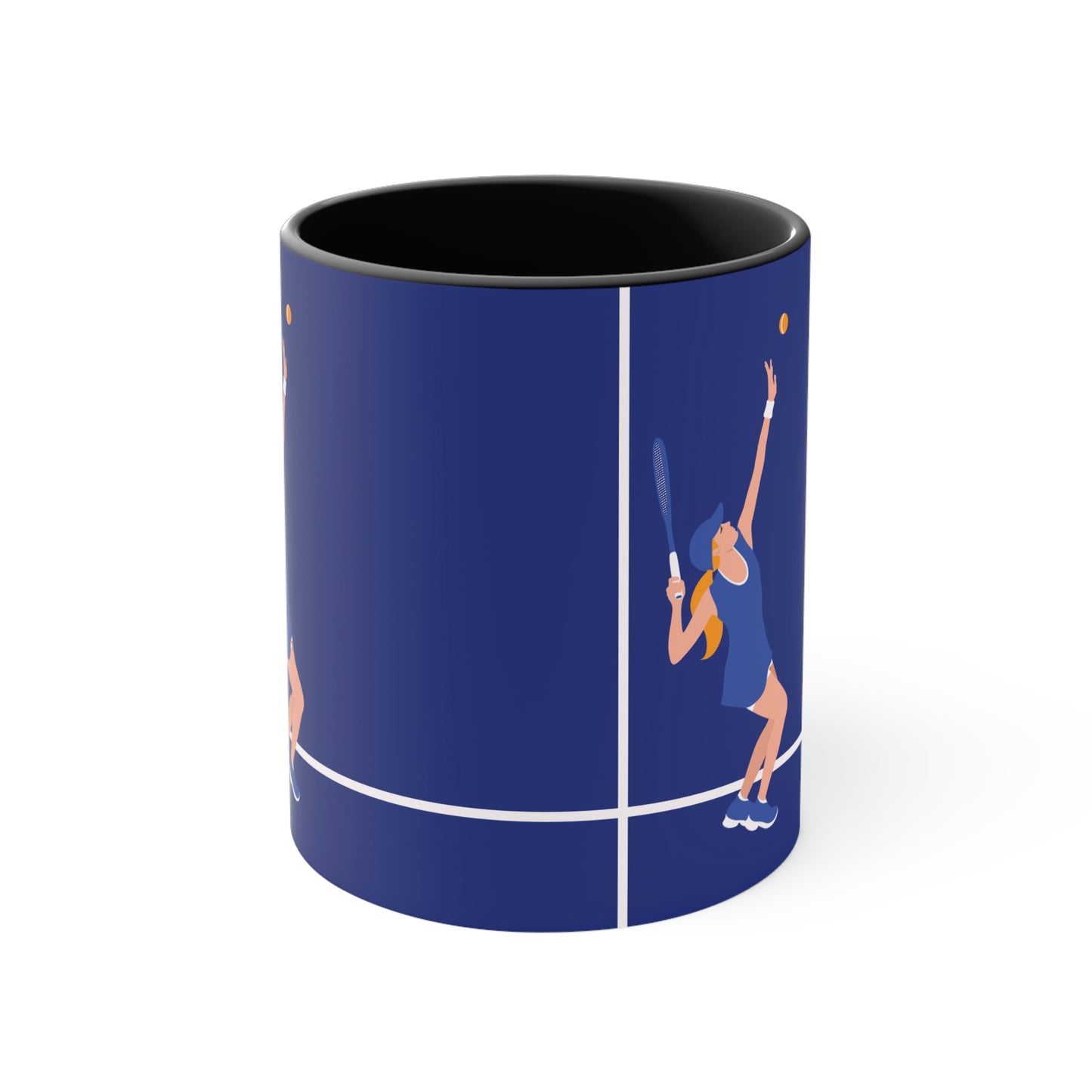 Tennis Player Blue Art Sports Team Accent Coffee Mug 11oz