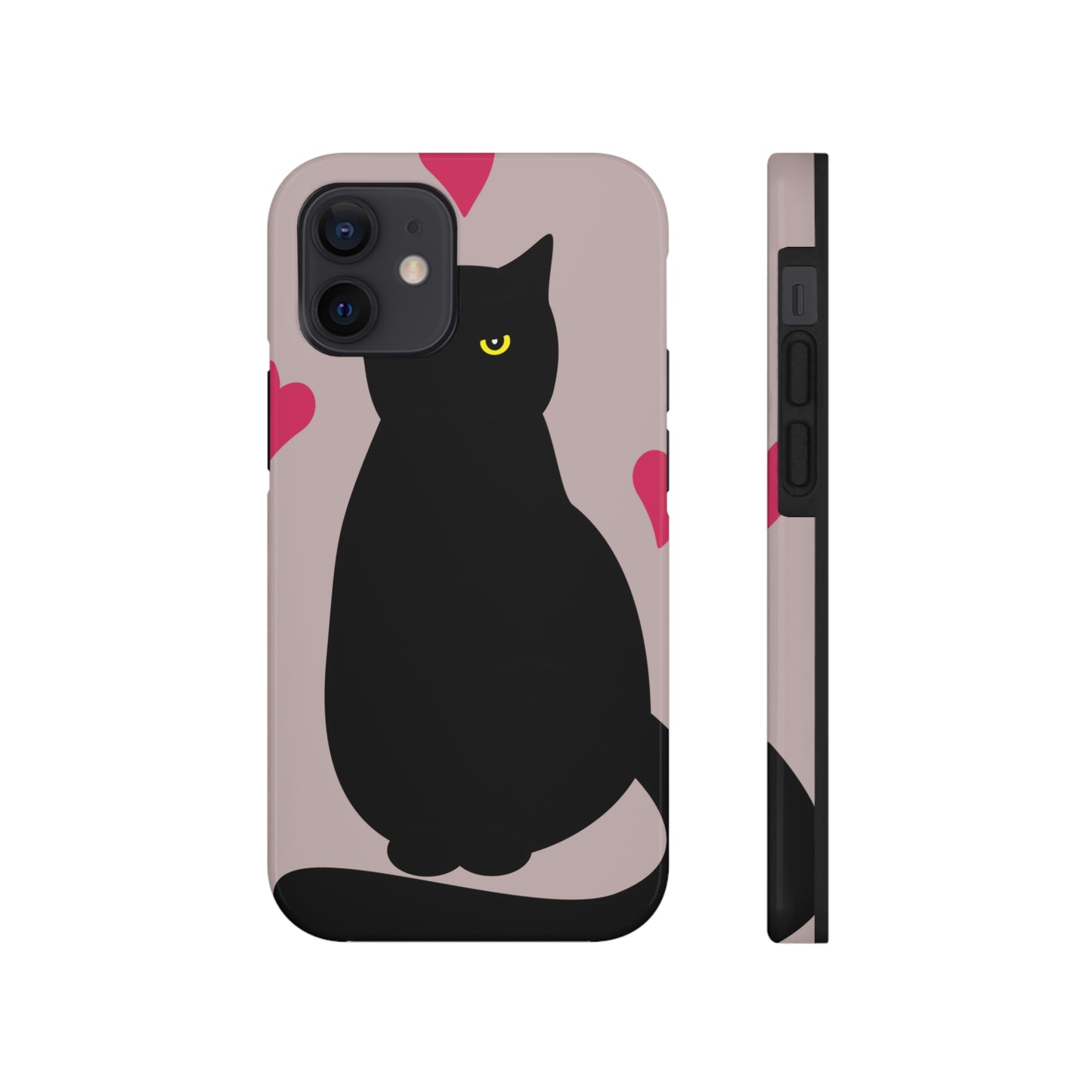 Black Cat with Heart Love Tough Phone Cases Case-Mate