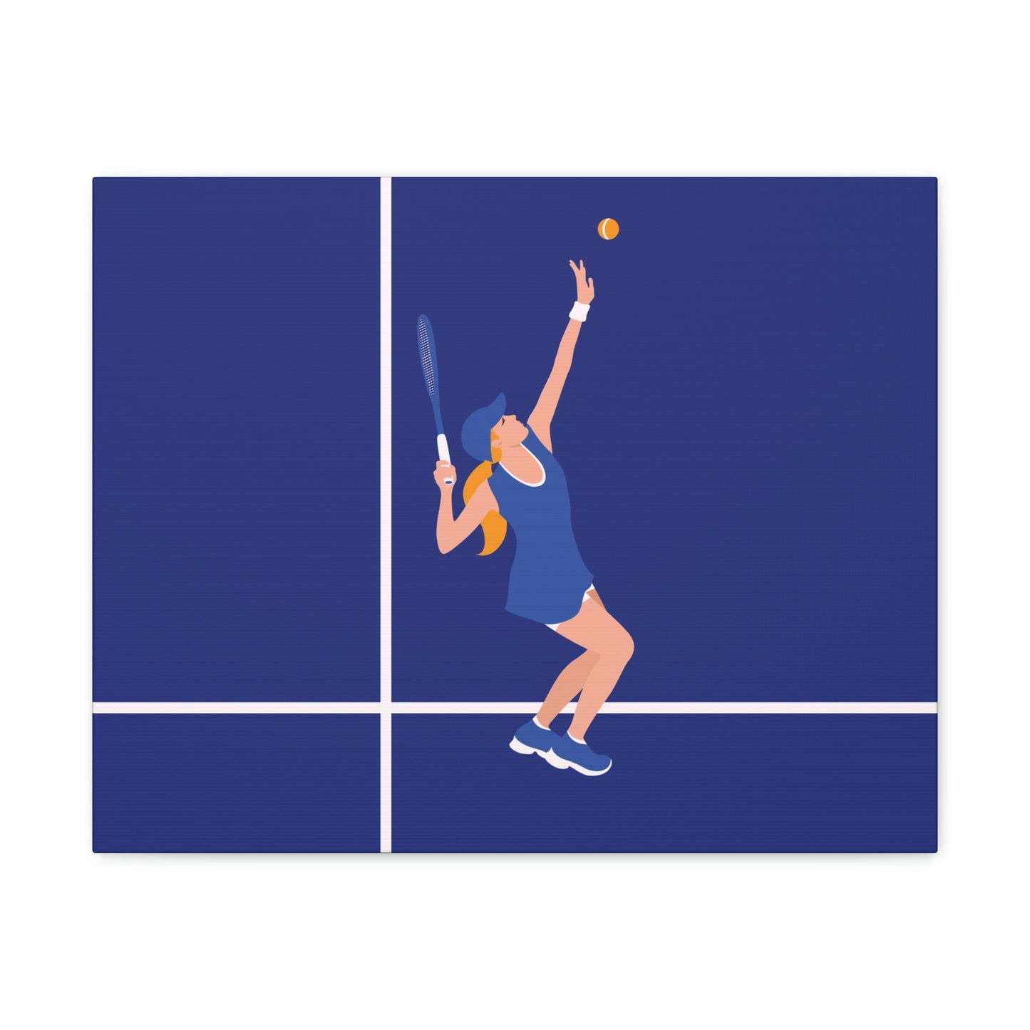 Tennis Player Blue Art Sports Team Classic Art Canvas Gallery Wraps