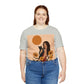 Woman with Black Cat Mininal Sunflowers Aesthetic Art Unisex Jersey Short Sleeve T-Shirt
