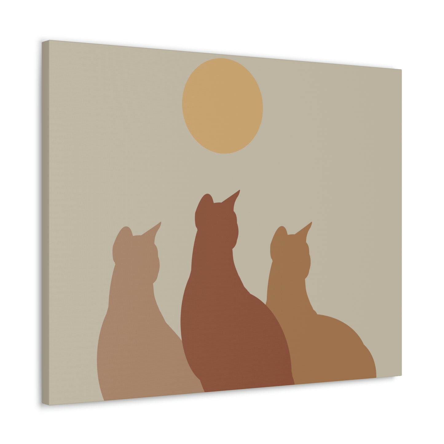 Abstract Boho Cats Relaxed Aesthetic Beige Minimalist Classic Art Canvas Gallery Wraps