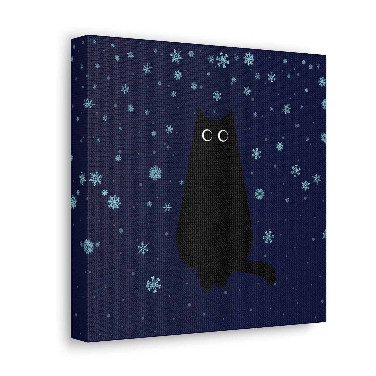 Black Cat Winter Snowflake Anime Art Classic Art Canvas Gallery Wraps