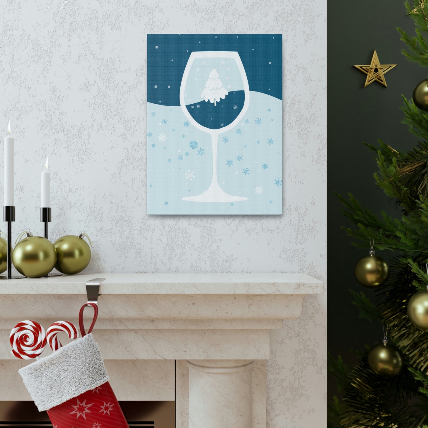 Ice Wine Winter Holidays Aesthetic Classic Art Canvas Gallery Wraps