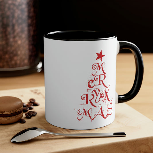 Love Christmas Happy Holidays Minimal Art Сalligraphy Accent Coffee Mug 11oz