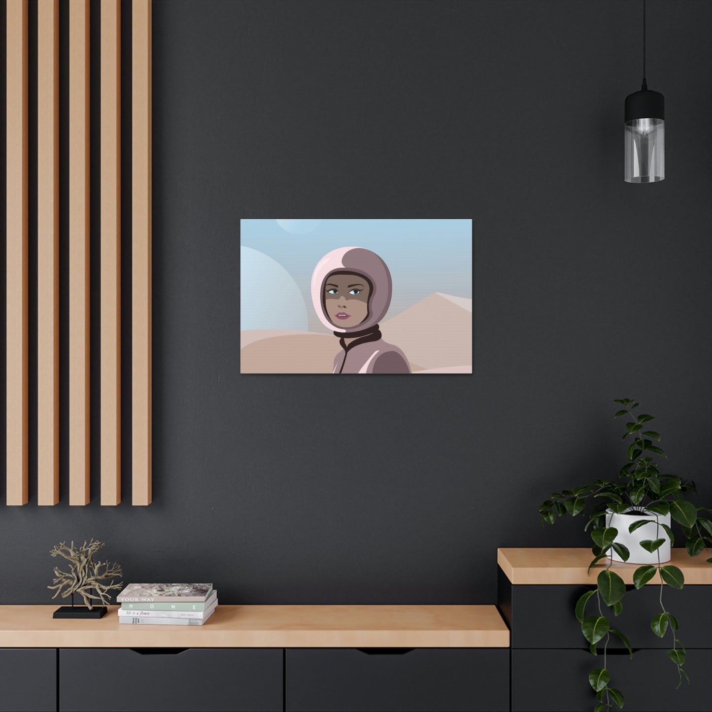 Astronaut Woman Aliens Minimal Aesthetic Classic Art Canvas Gallery Wraps