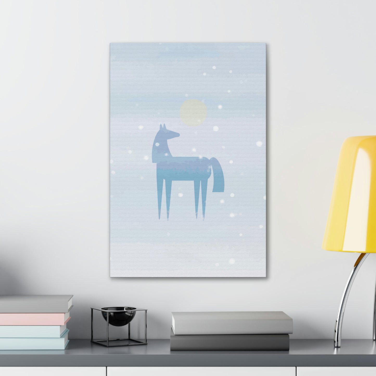 Horse Under the Snow Winter Landscape Art Aesthetic Classic Art Canvas Gallery Wraps