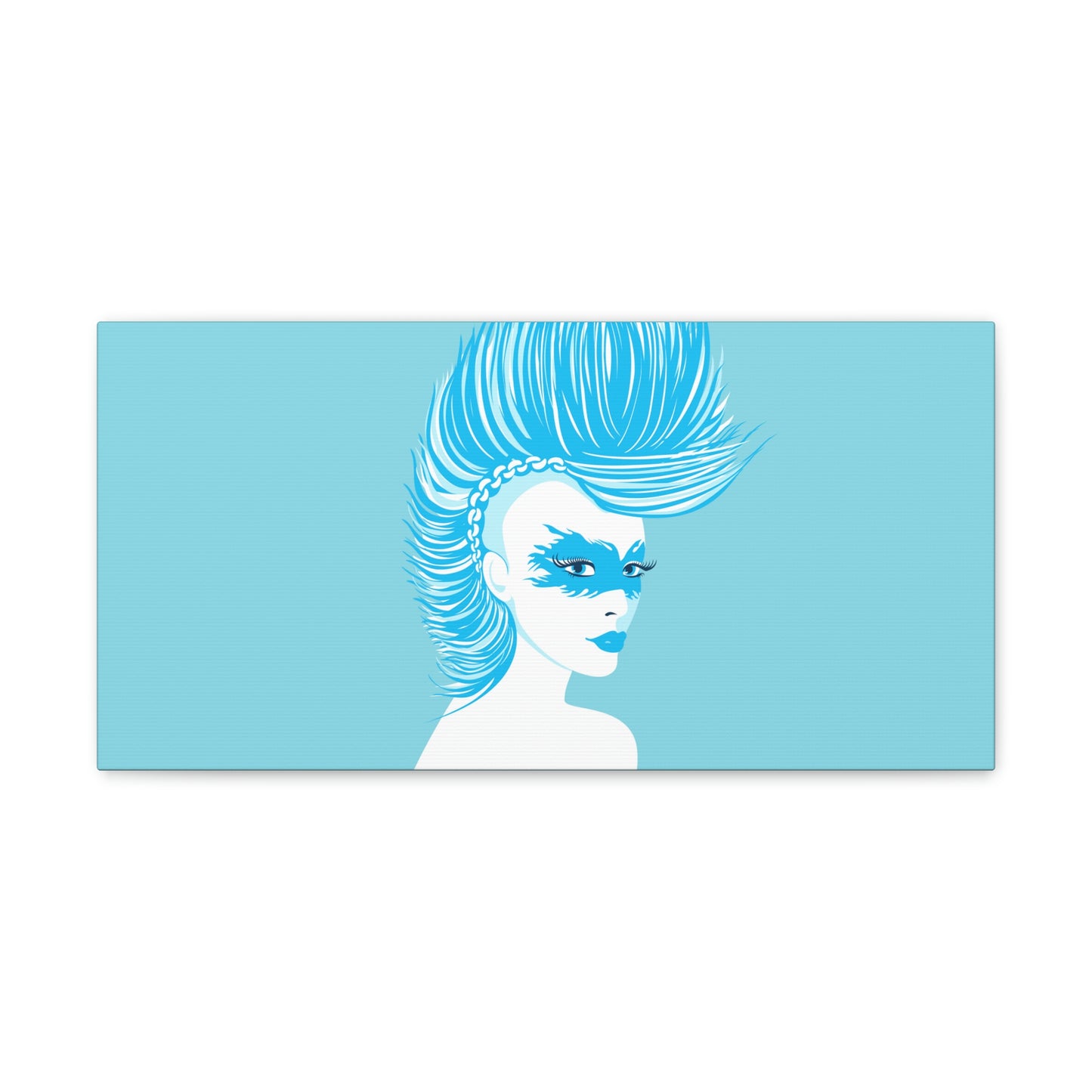 Blue Punk Woman Art Unique Edgy Graphic Aesthetic Classic Art Canvas Gallery Wraps