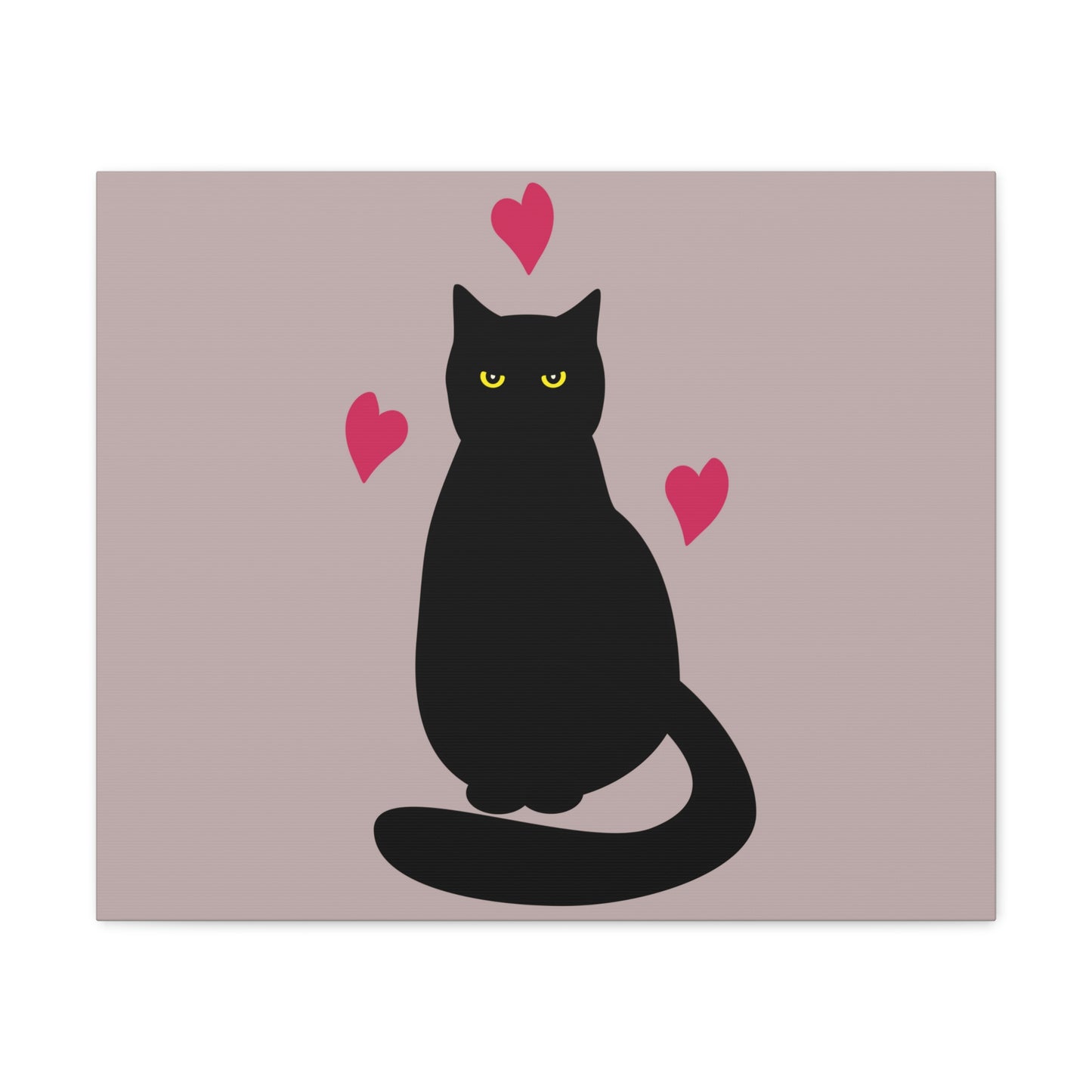 Black Cat with Heart Love Aesthetic Classic Art Canvas Gallery Wraps