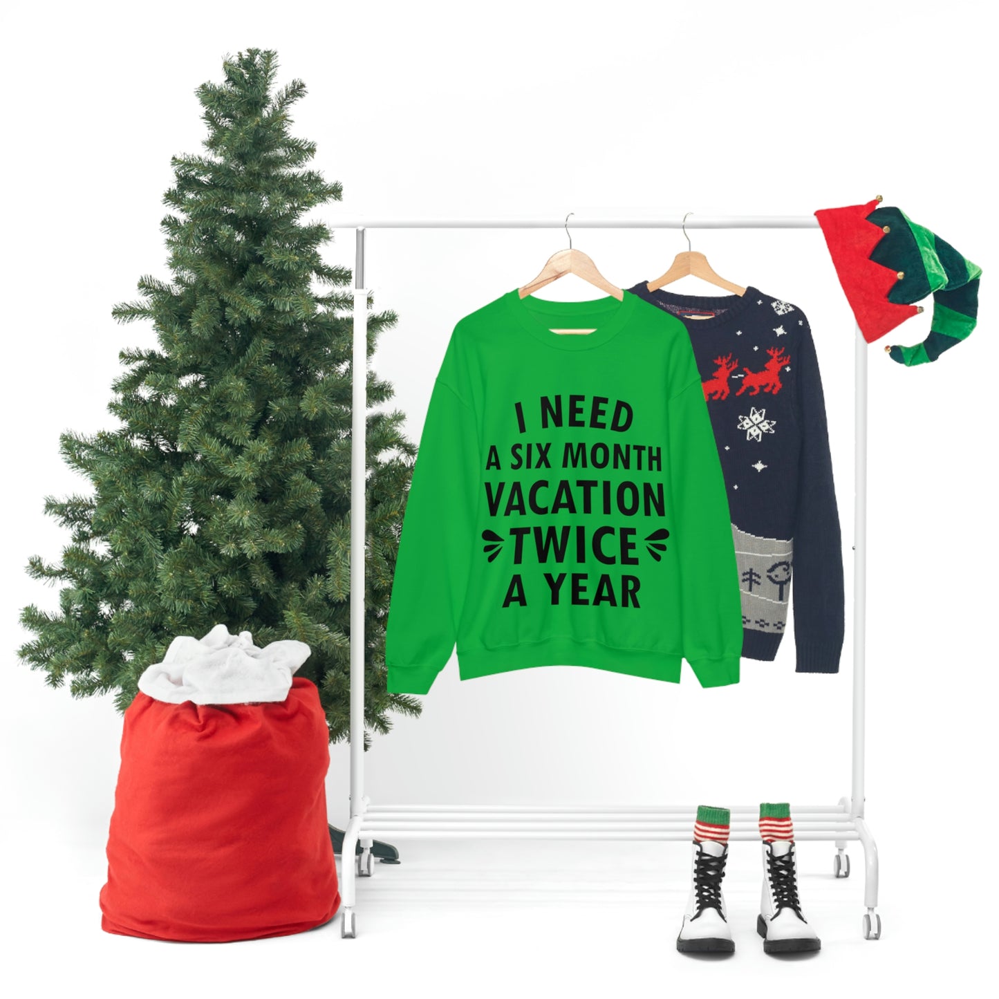 I Need Six Month Vacation Black Text Unisex Heavy Blend™ Crewneck Sweatshirt