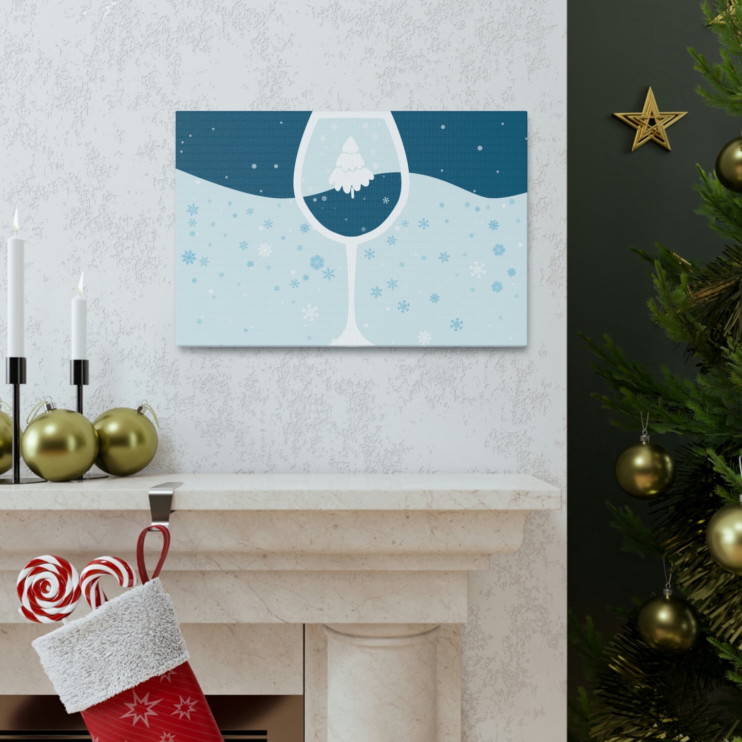 Ice Wine Winter Holidays Aesthetic Classic Art Canvas Gallery Wraps