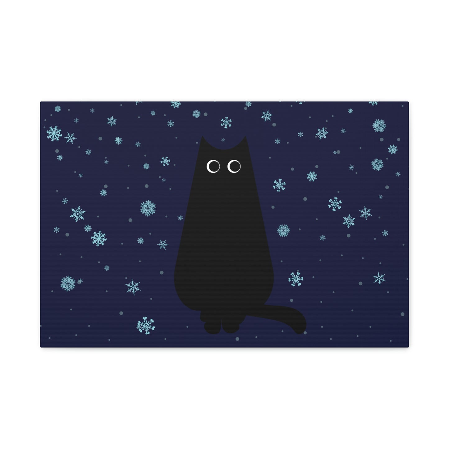 Black Cat Winter Snowflake Anime Art Classic Art Canvas Gallery Wraps