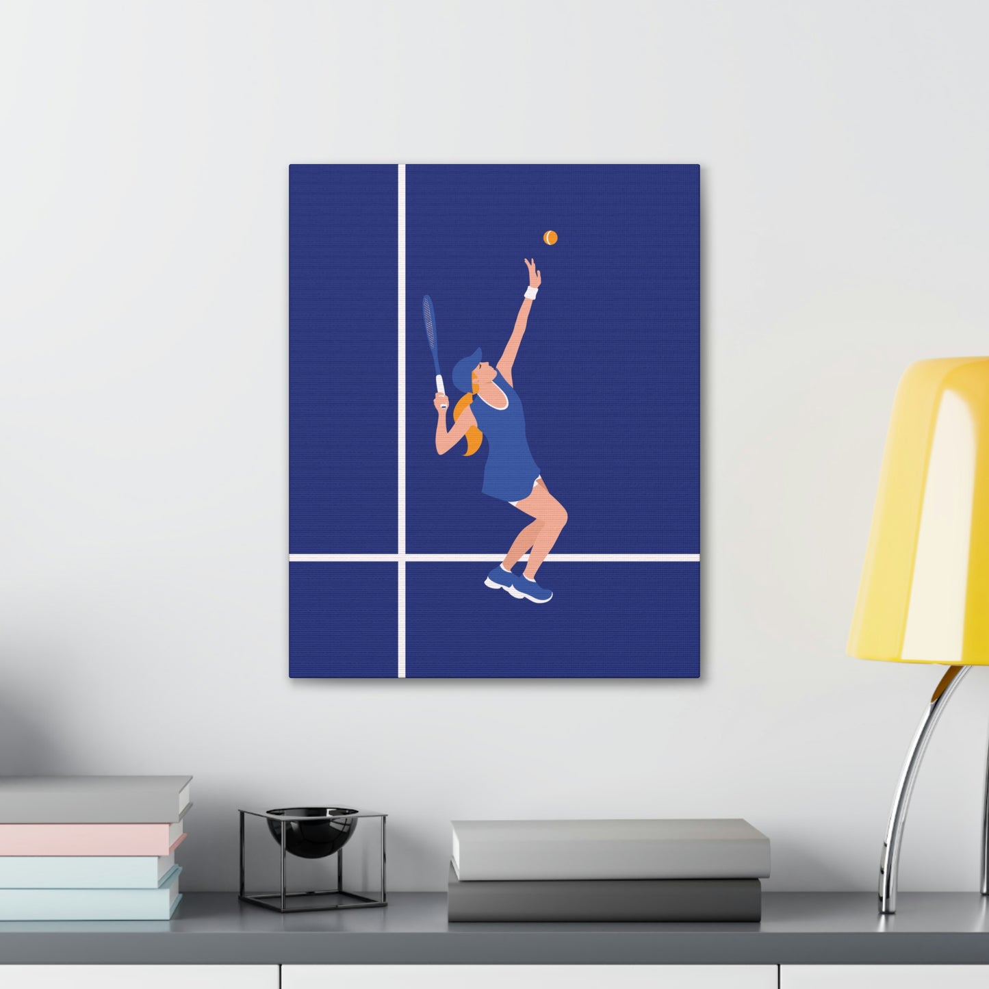 Tennis Player Blue Art Sports Team Classic Art Canvas Gallery Wraps