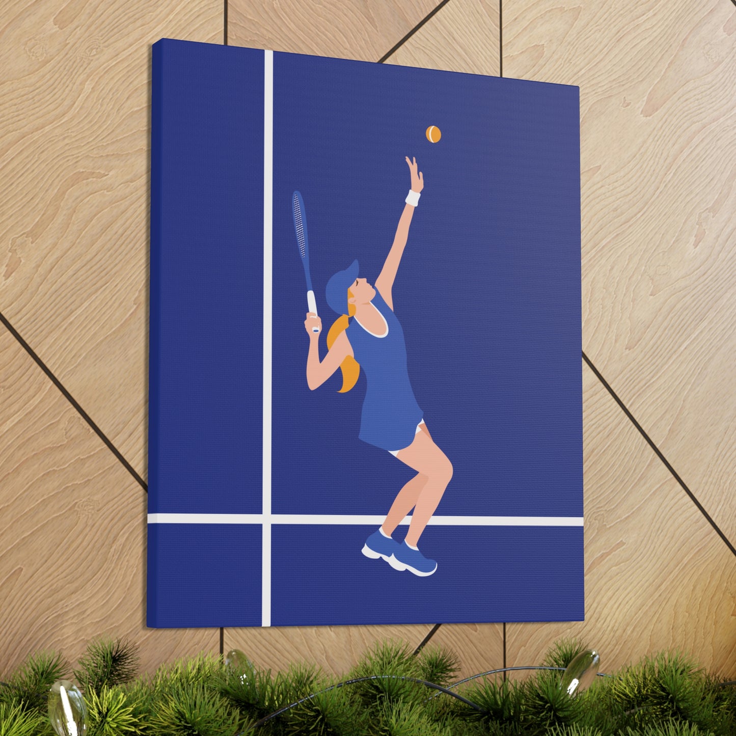 Tennis Player Blue Art Sports Team Classic Art Canvas Gallery Wraps