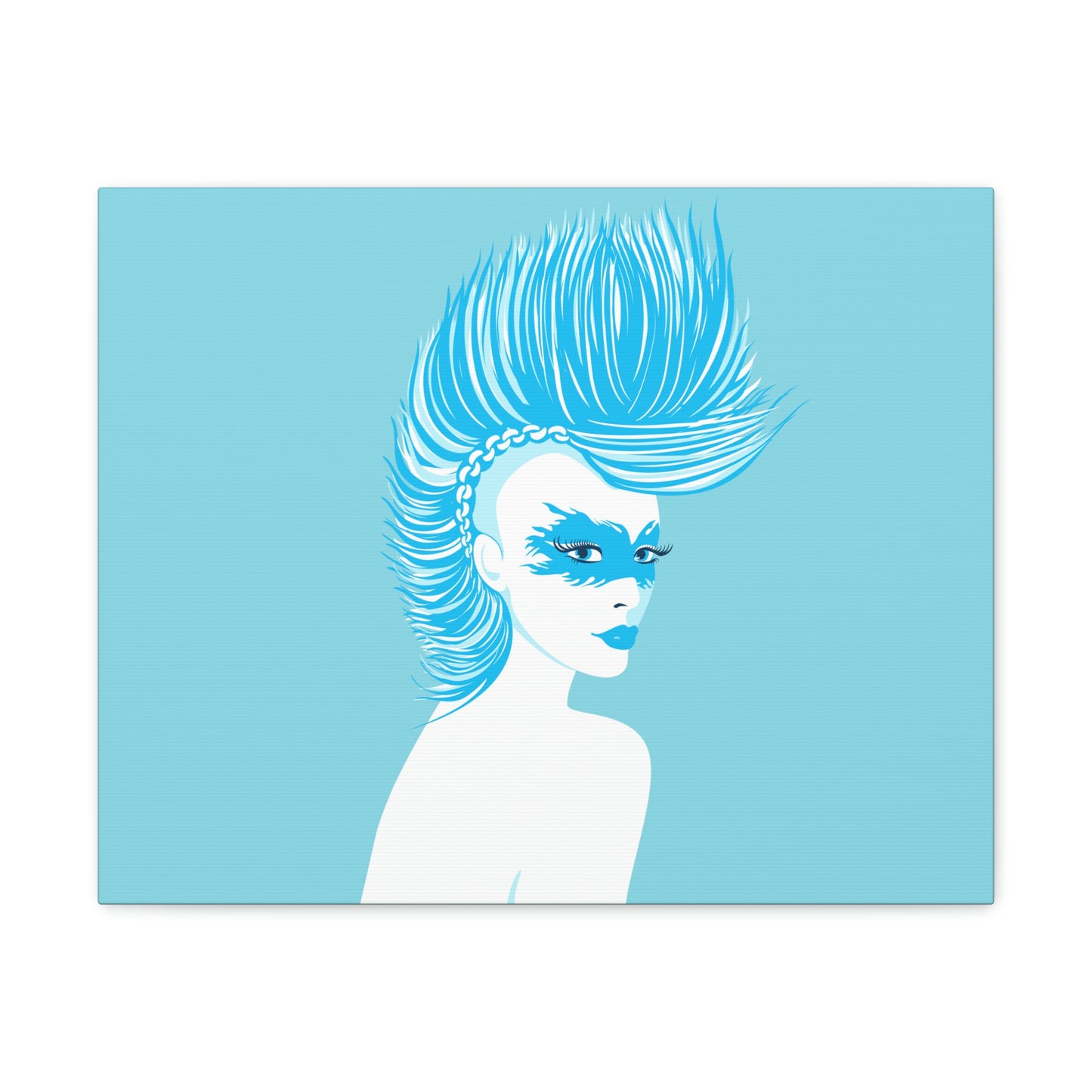 Blue Punk Woman Art Unique Edgy Graphic Aesthetic Classic Art Canvas Gallery Wraps