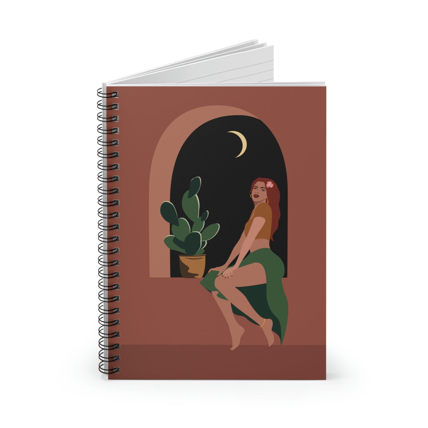 Island Girl Siesta Freen Plant Boho Style Art Spiral Notebook Ruled Line