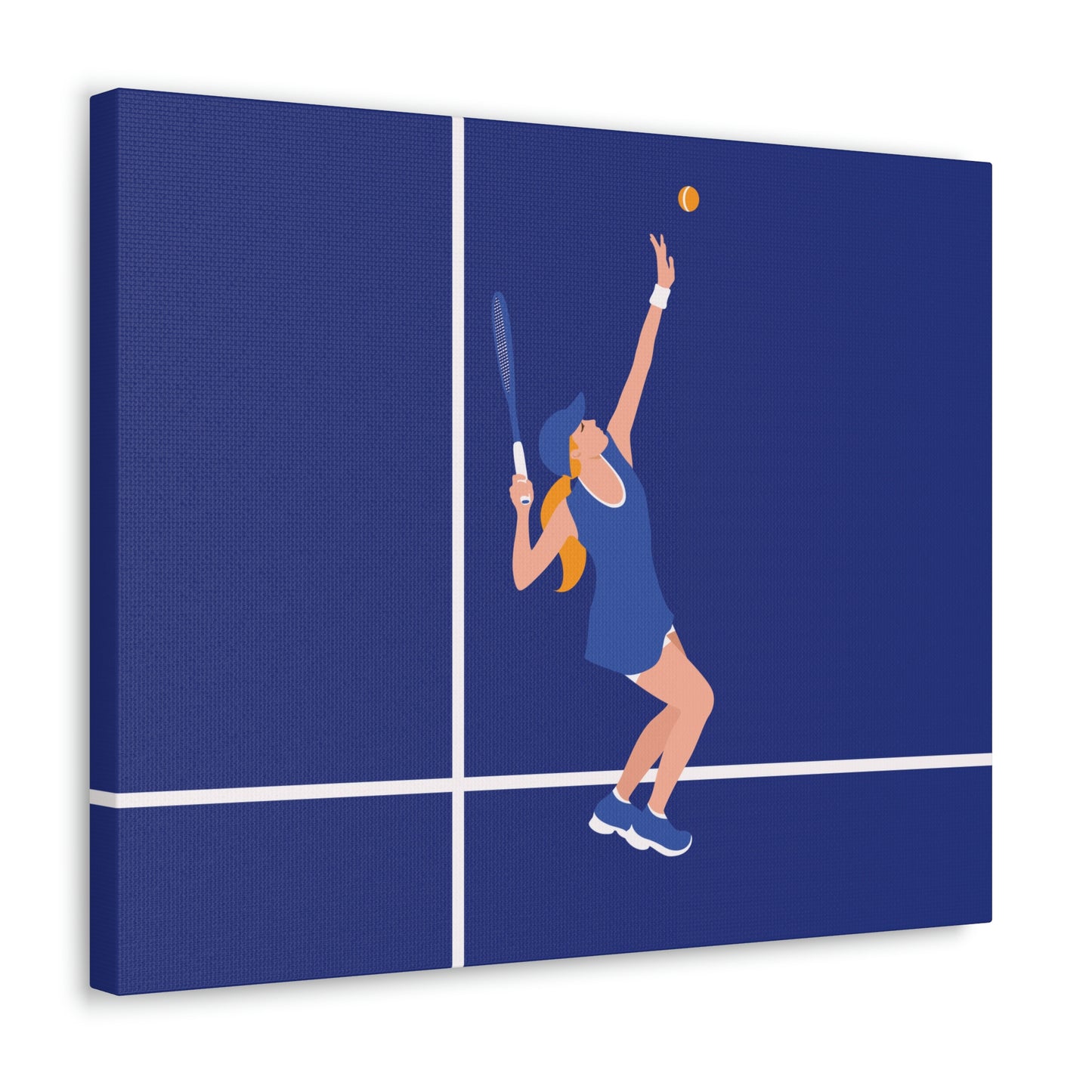 Tennis Player Blue Art Sports Team Classic Art Canvas Gallery Wraps