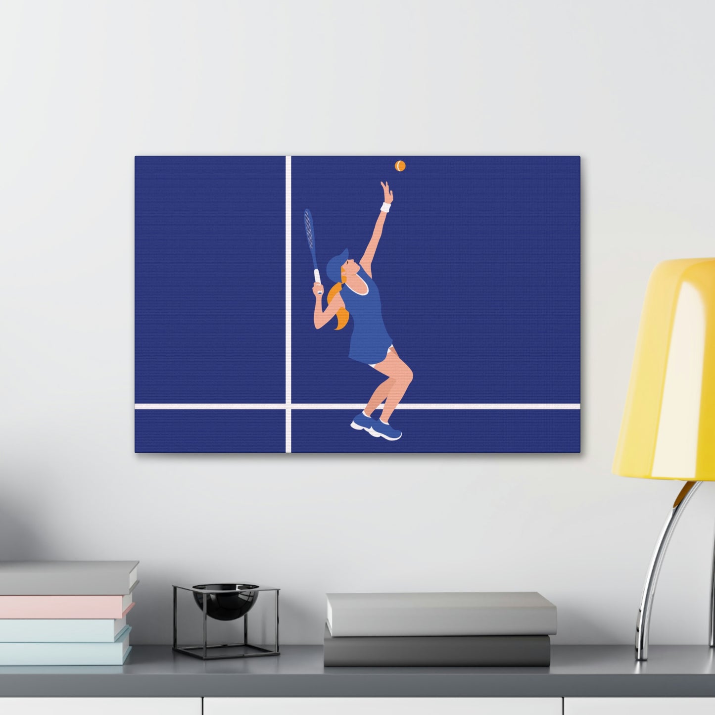 Tennis Player Blue Art Sports Team Classic Art Canvas Gallery Wraps